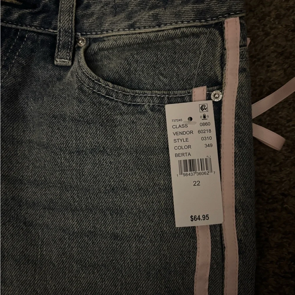 PacSun Blue Flare Jeans with Pink Accents - Picture 2 of 2